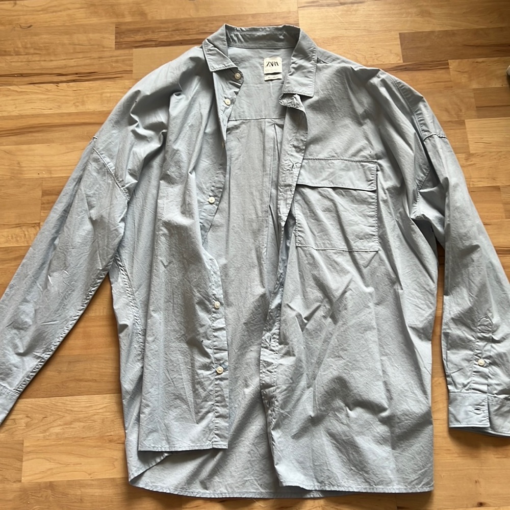 Zara blue button down shirt XL